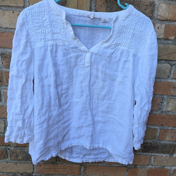 Joie 100% Linen Ivory Pintuck Blouse - Picture 3 of 12
